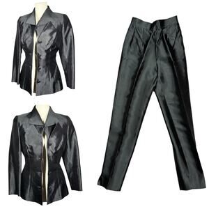 Petrovitch & Robinson Vintage Black Couture Cut Pantsuit Size 2